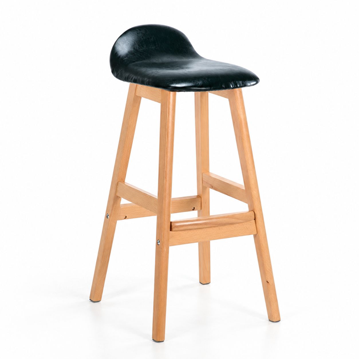 Log color wooden frame black leather