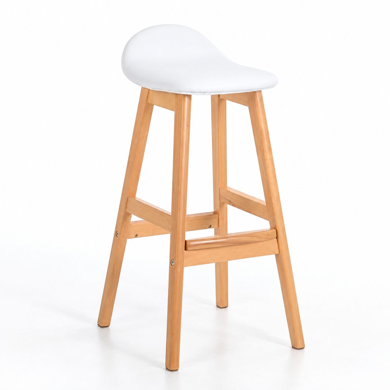 Log color wooden frame white leather