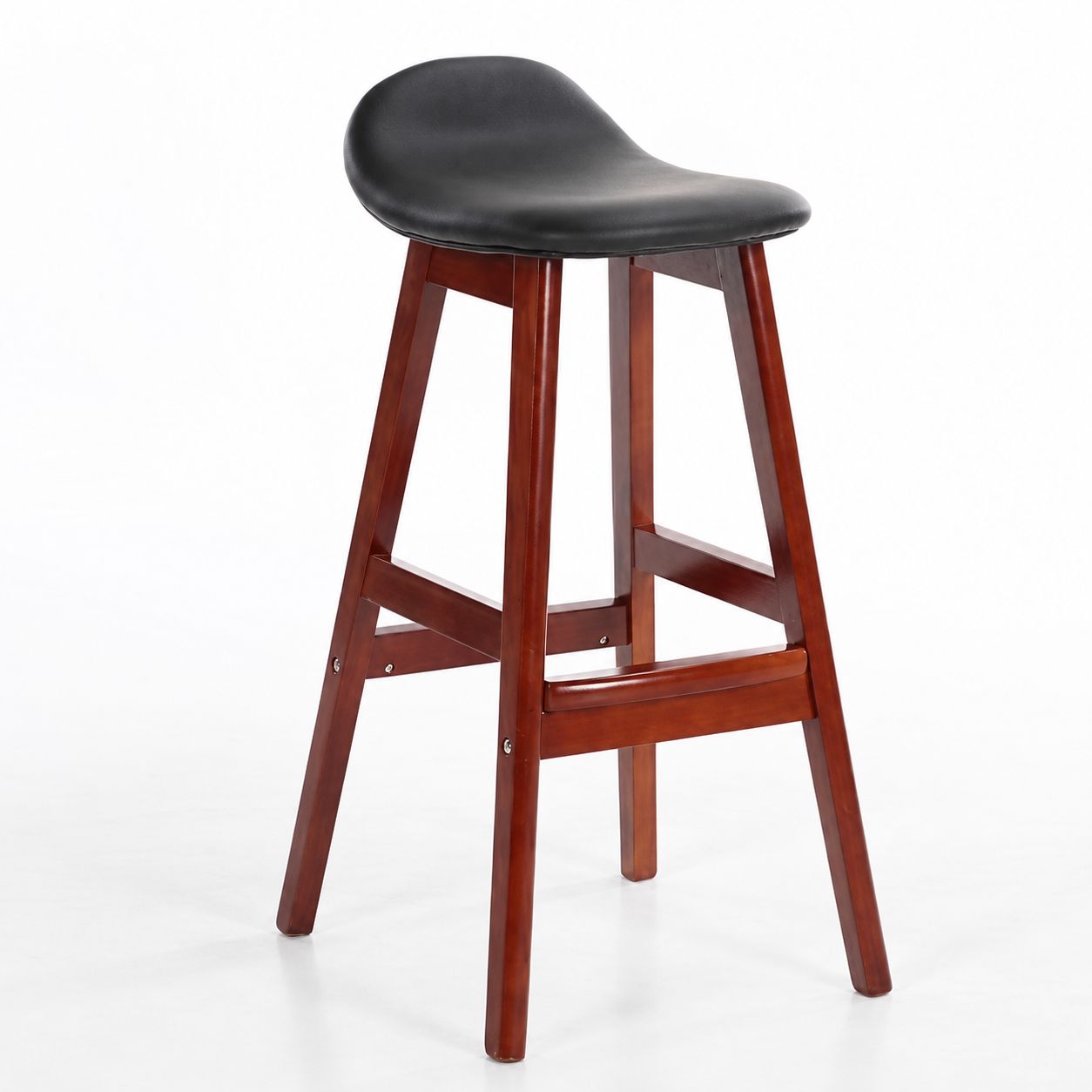 Brown Wooden Frame Black Leather