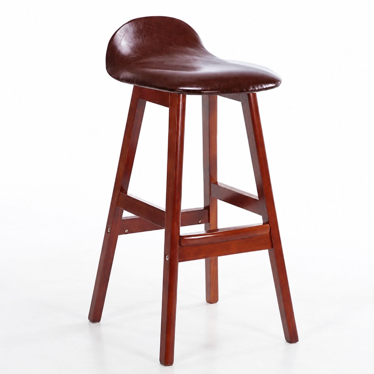 Brown wooden frame brown leather
