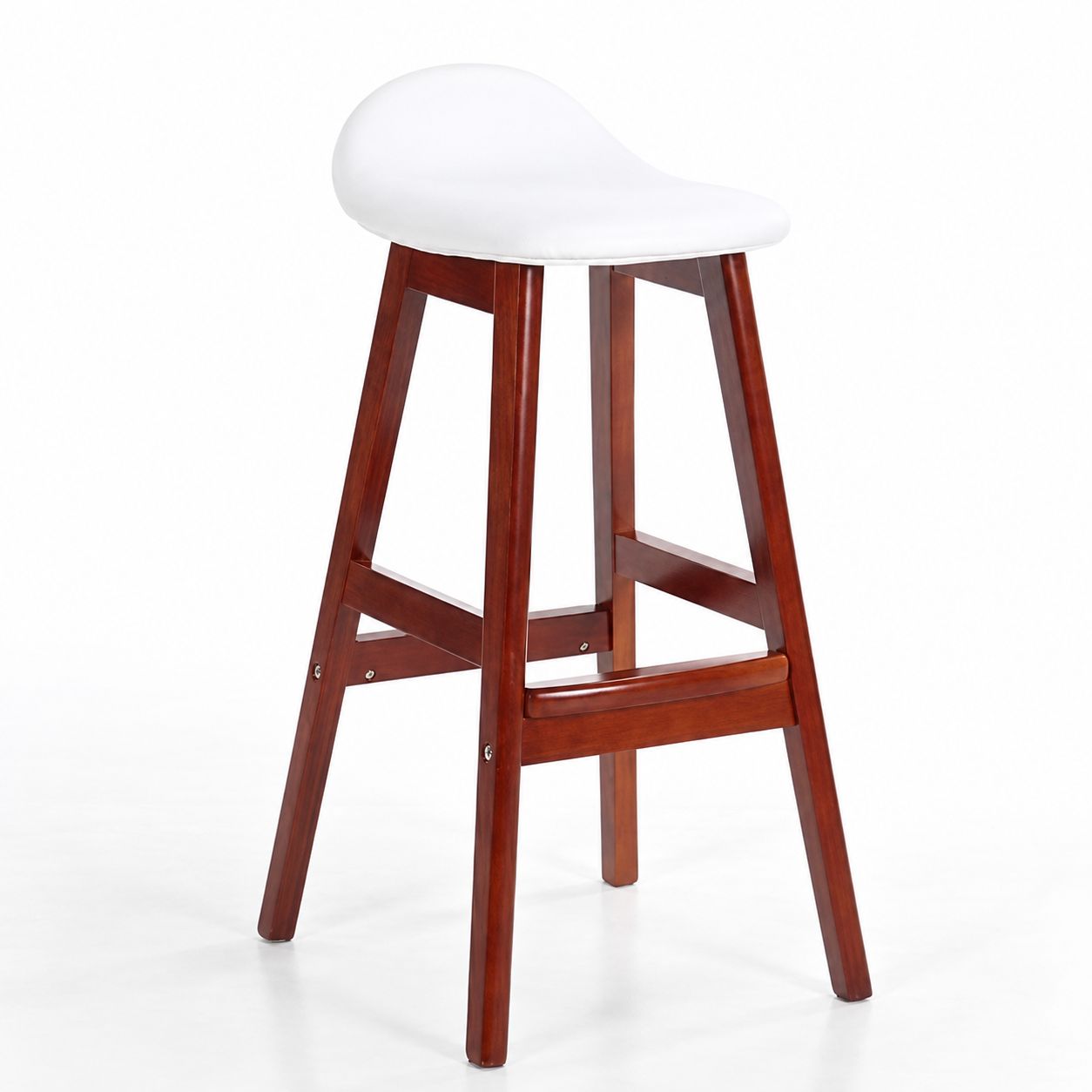 Brown Wooden Frame White Leather