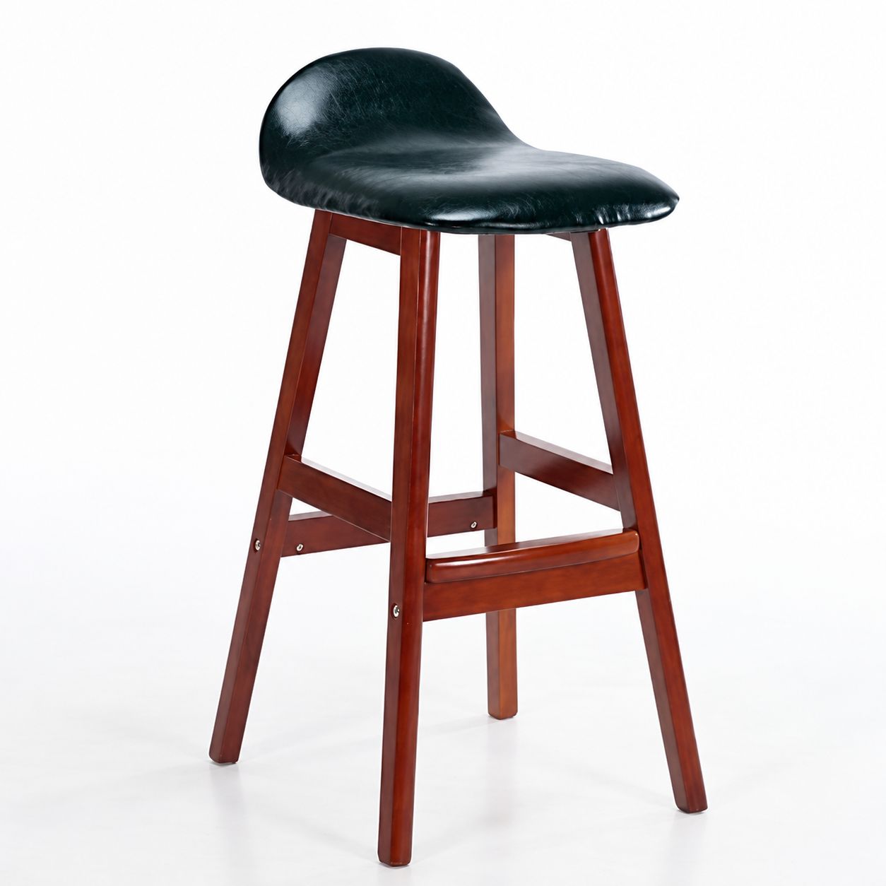 Brown wooden frame dark green leather