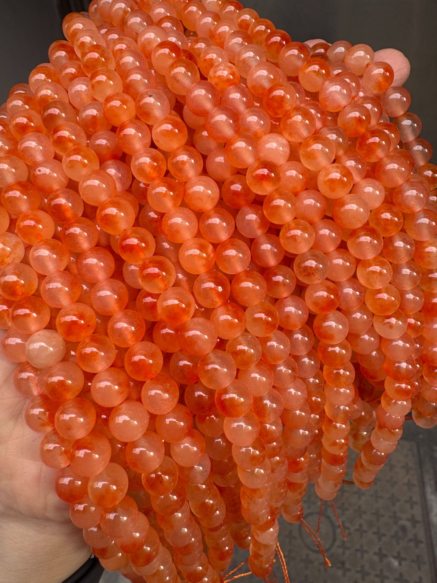 Orange Veined Chalcedony 6MM