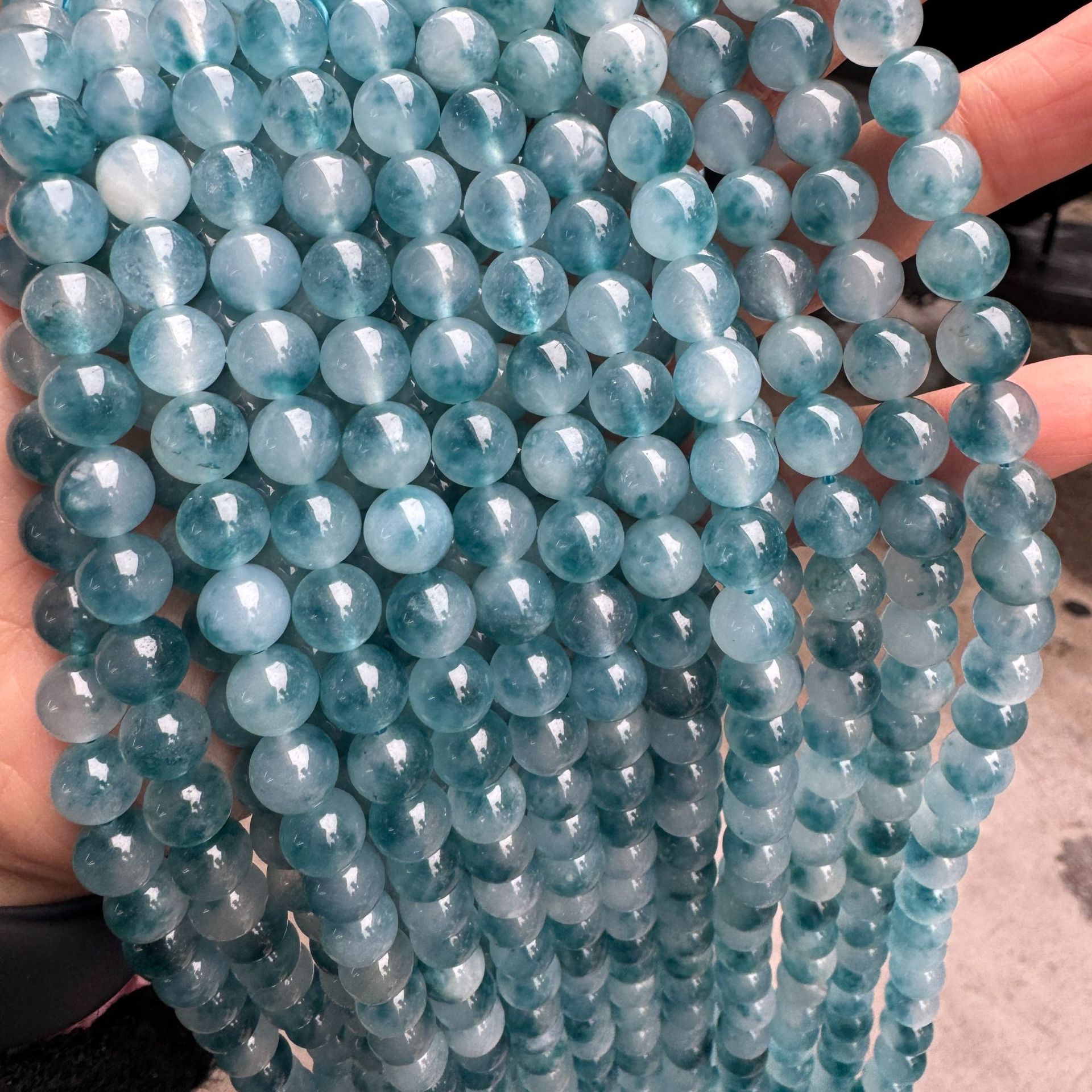 Ink blue chalcedony loose beads 12mm
