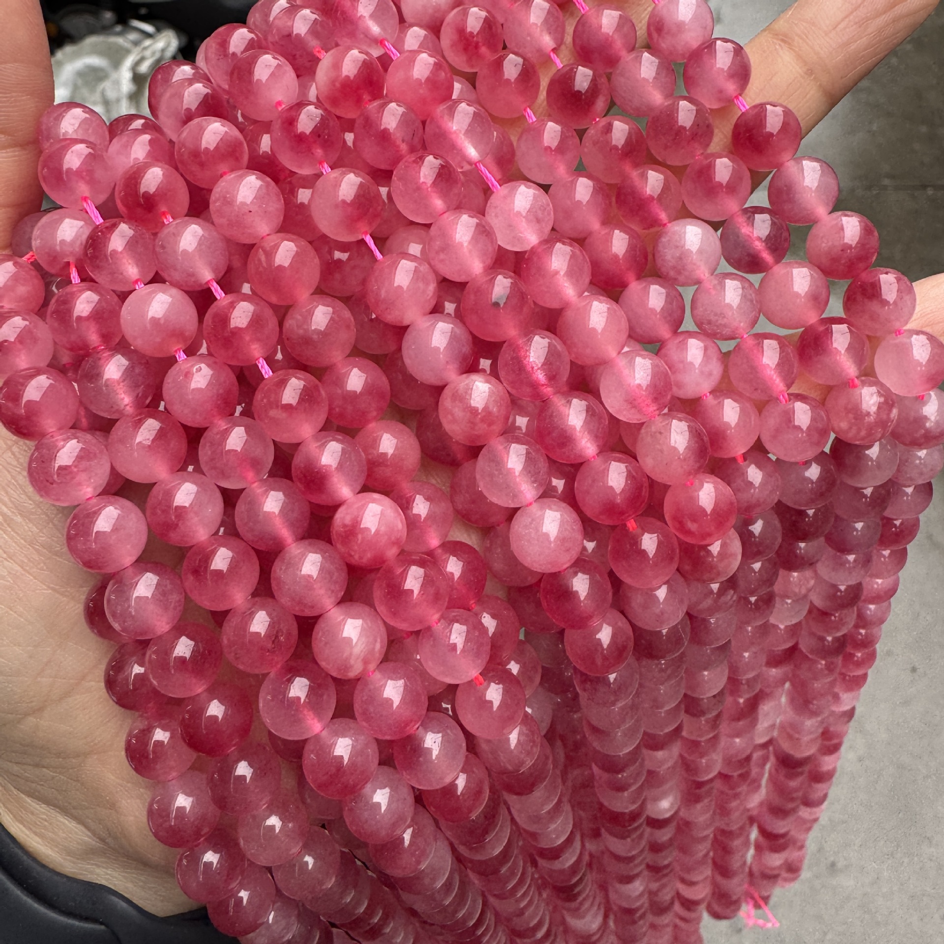 Rose Glow Cherry Blossom Rain Ice Jade 8MM