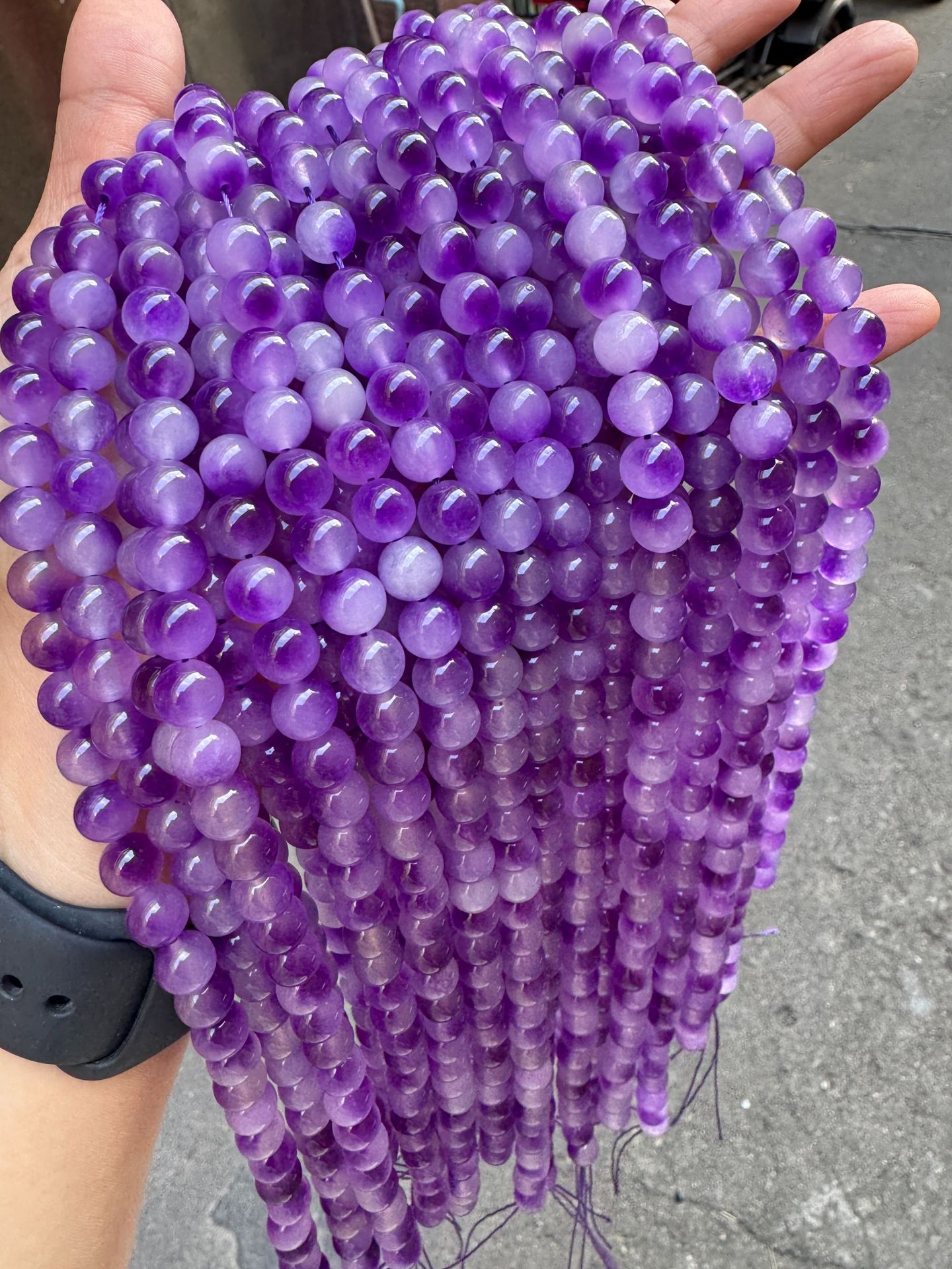 Purple floating flower chalcedony 8MM