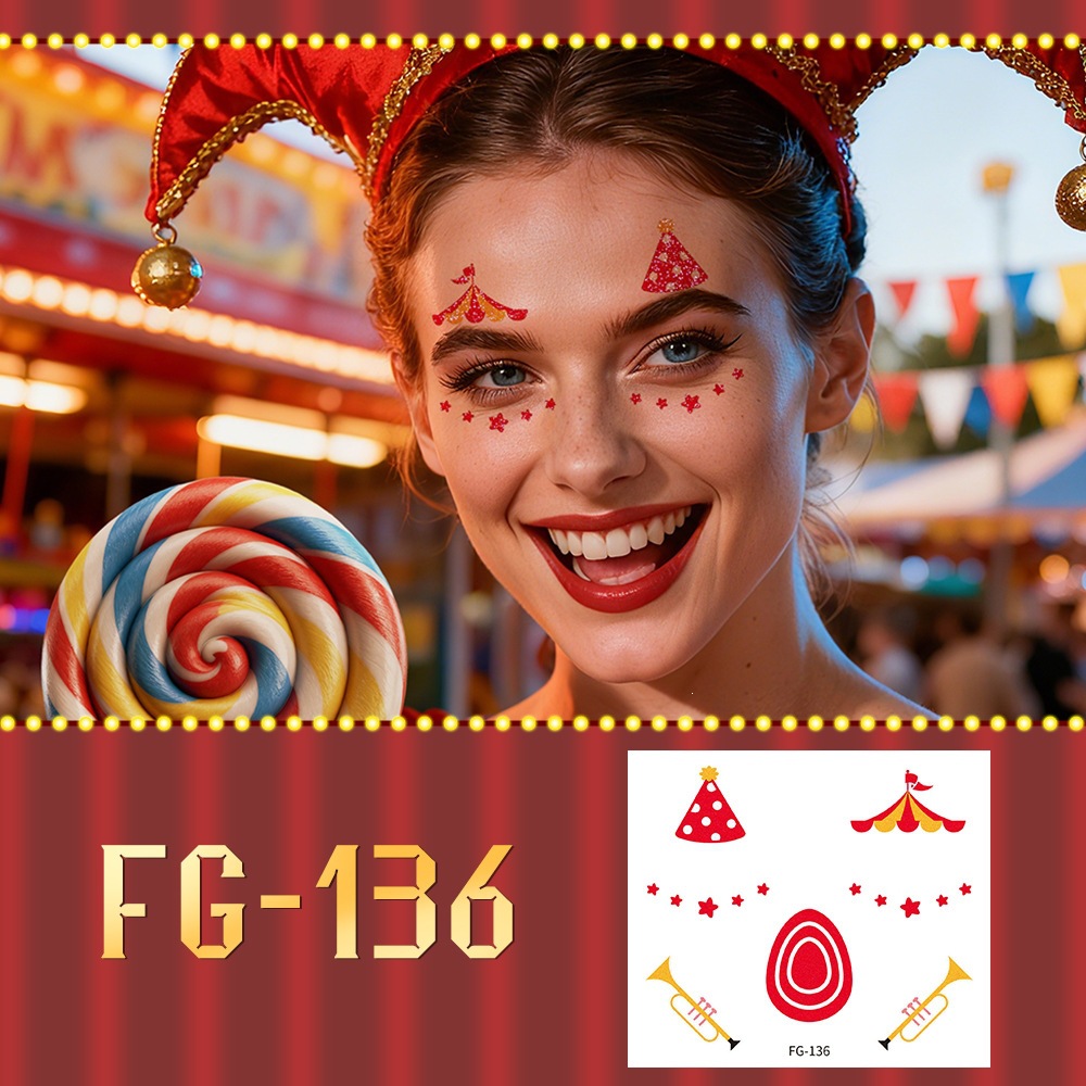 FG-136 (Glitter Clown Tattoo Sticker) 105*120mm