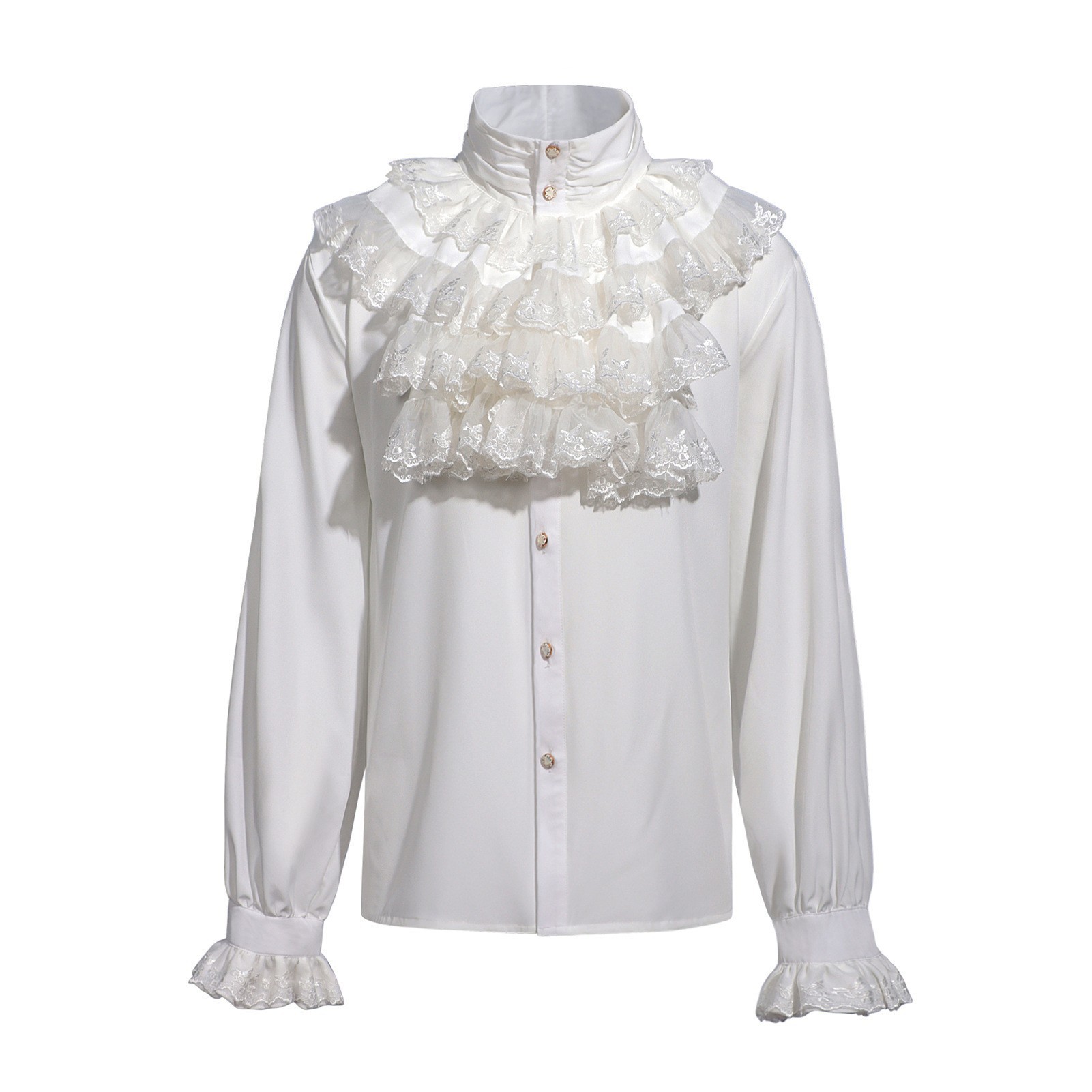 Ruffle trim blouse, style 2, white