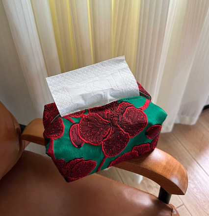 Tissue box. pomegranate flower