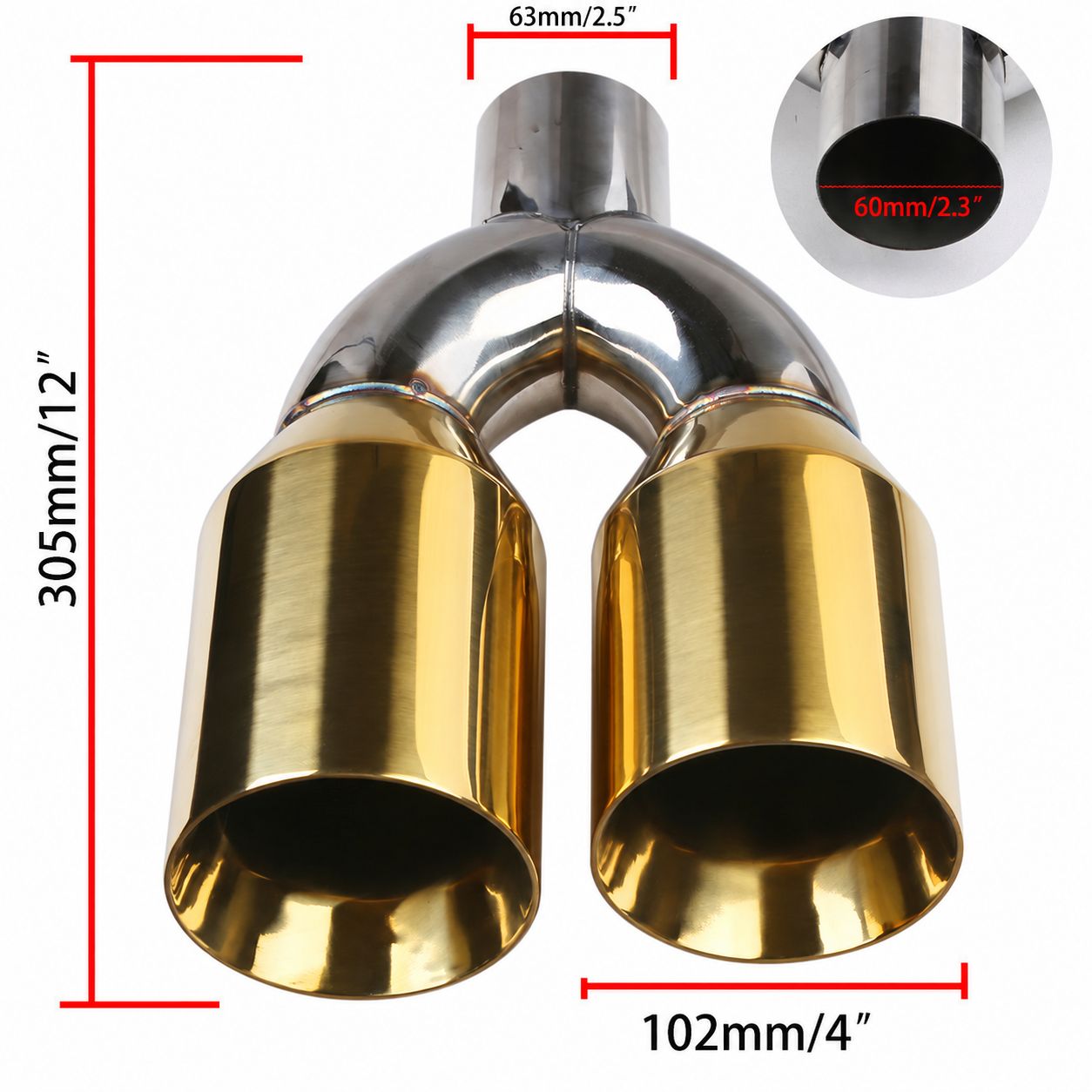 63-102mm double-layer flat-mouth (long/short) gold finish