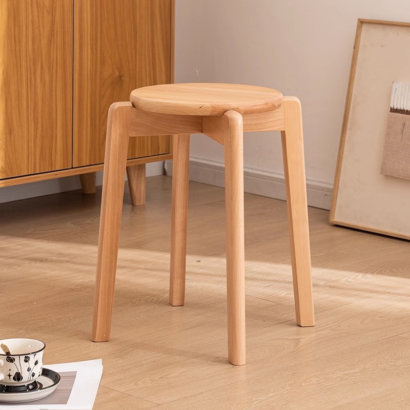 natural wood color square leg round top style