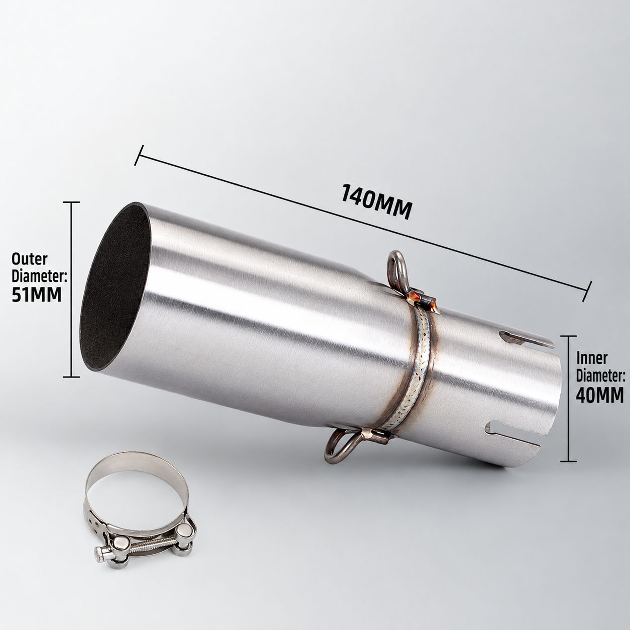 40mm inner diameter (connected to 51mmm tail section)