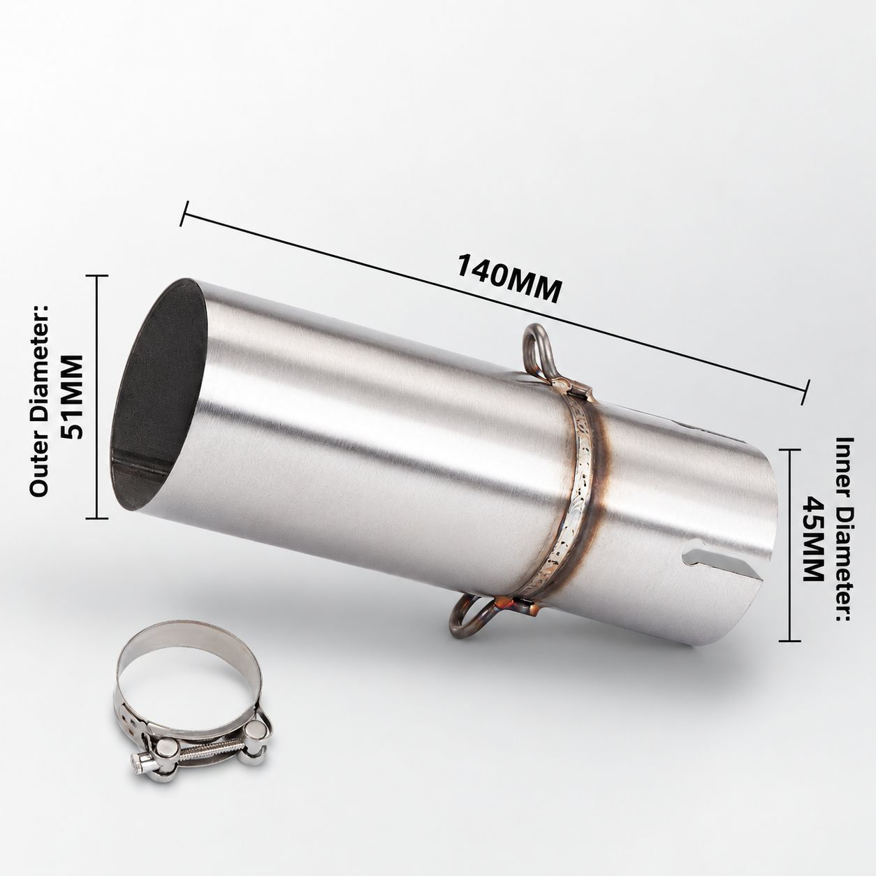 45mm inner diameter (connected to 51mm tail section)