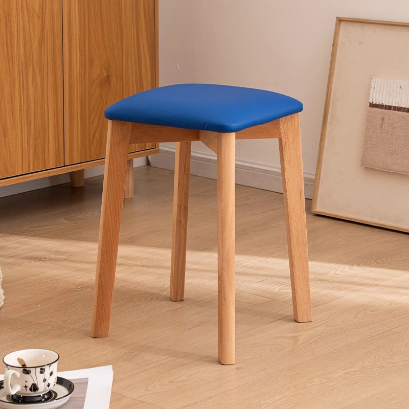 [original wood color] soft-packed blue square stool [soft-packed with latex content]