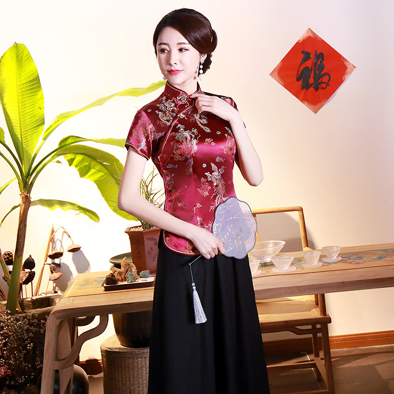 Wine red dragon and phoenix a0021