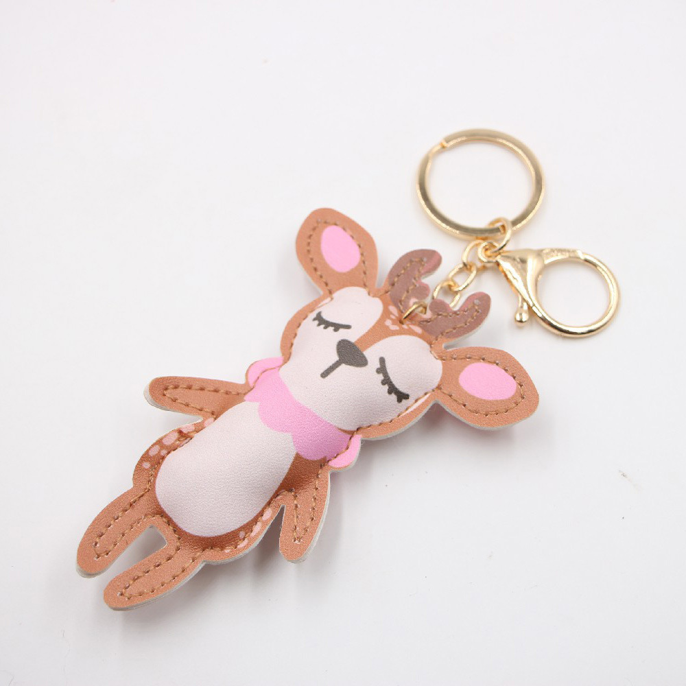 Elk pu leather keychain