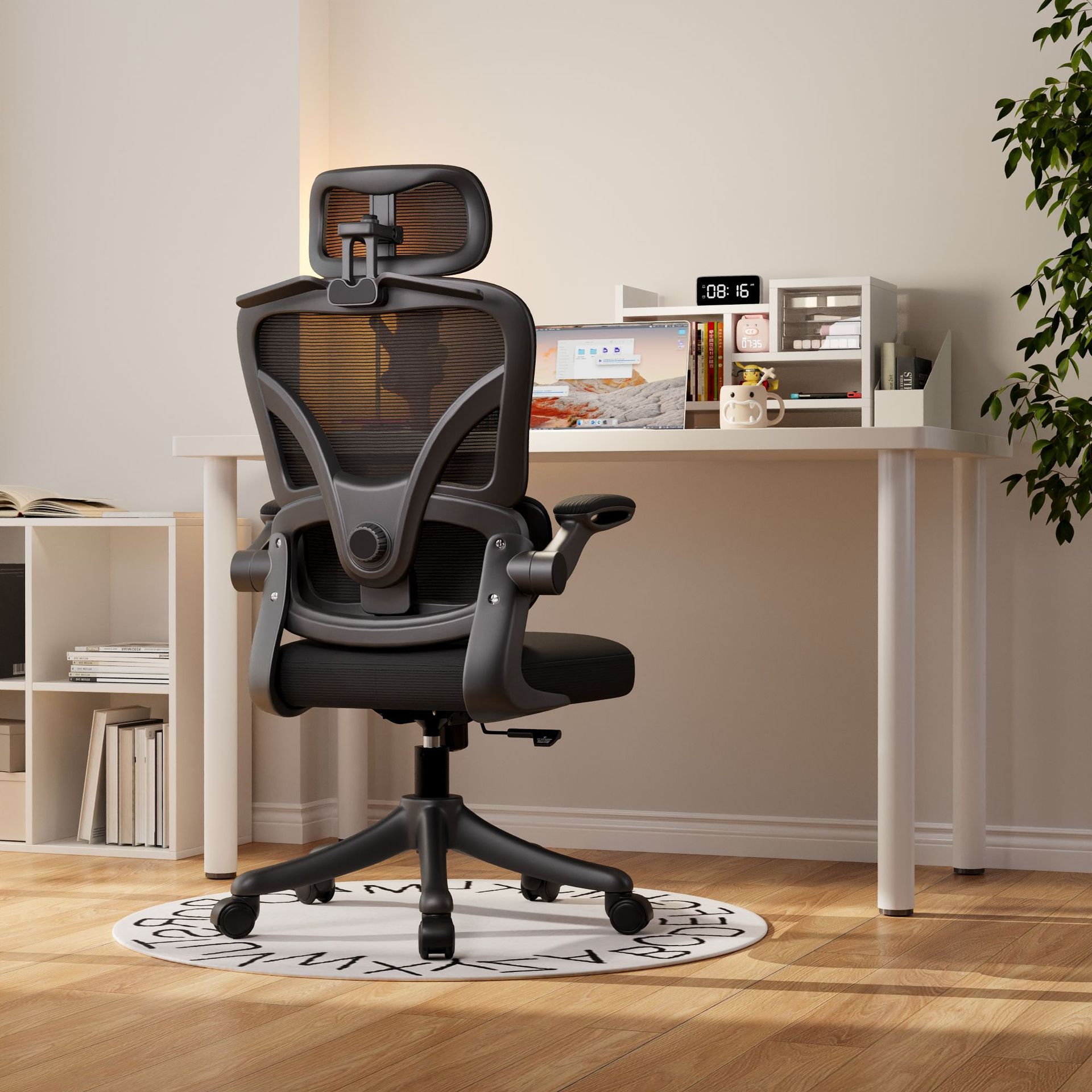 sponge style  black frame black mesh   headrest