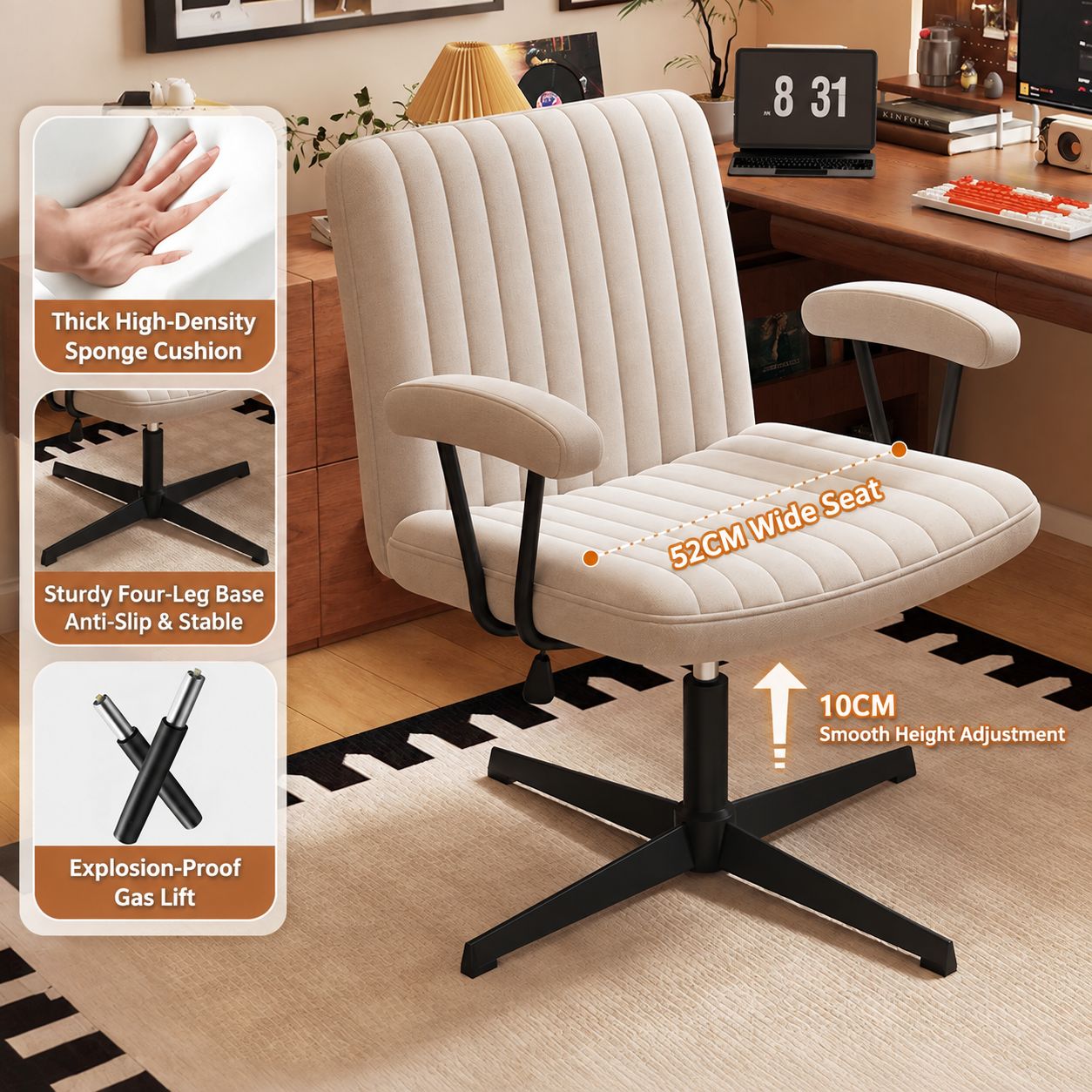 Apricot cotton and linen chair surface [cross steel feet]