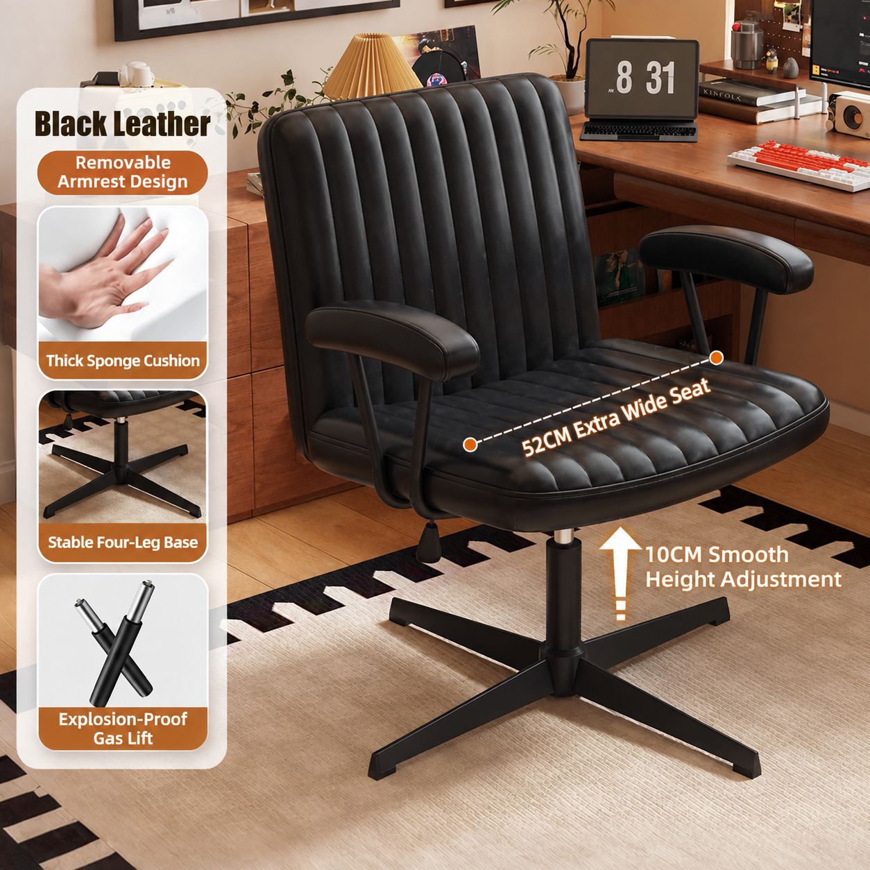 Black oil wax leather seat [cross steel feet]