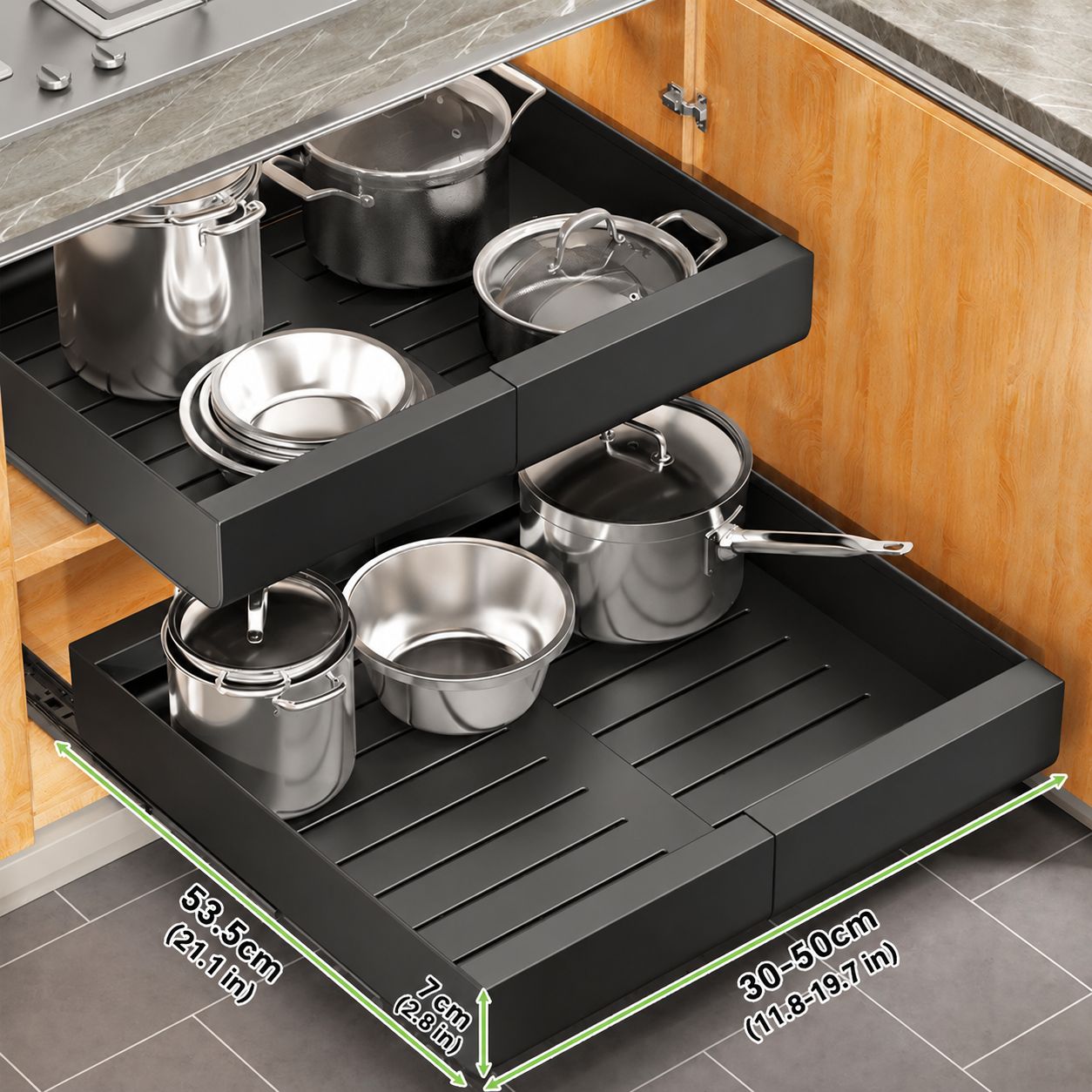 [left and right retractable   double silent slide rails] black - single pack
