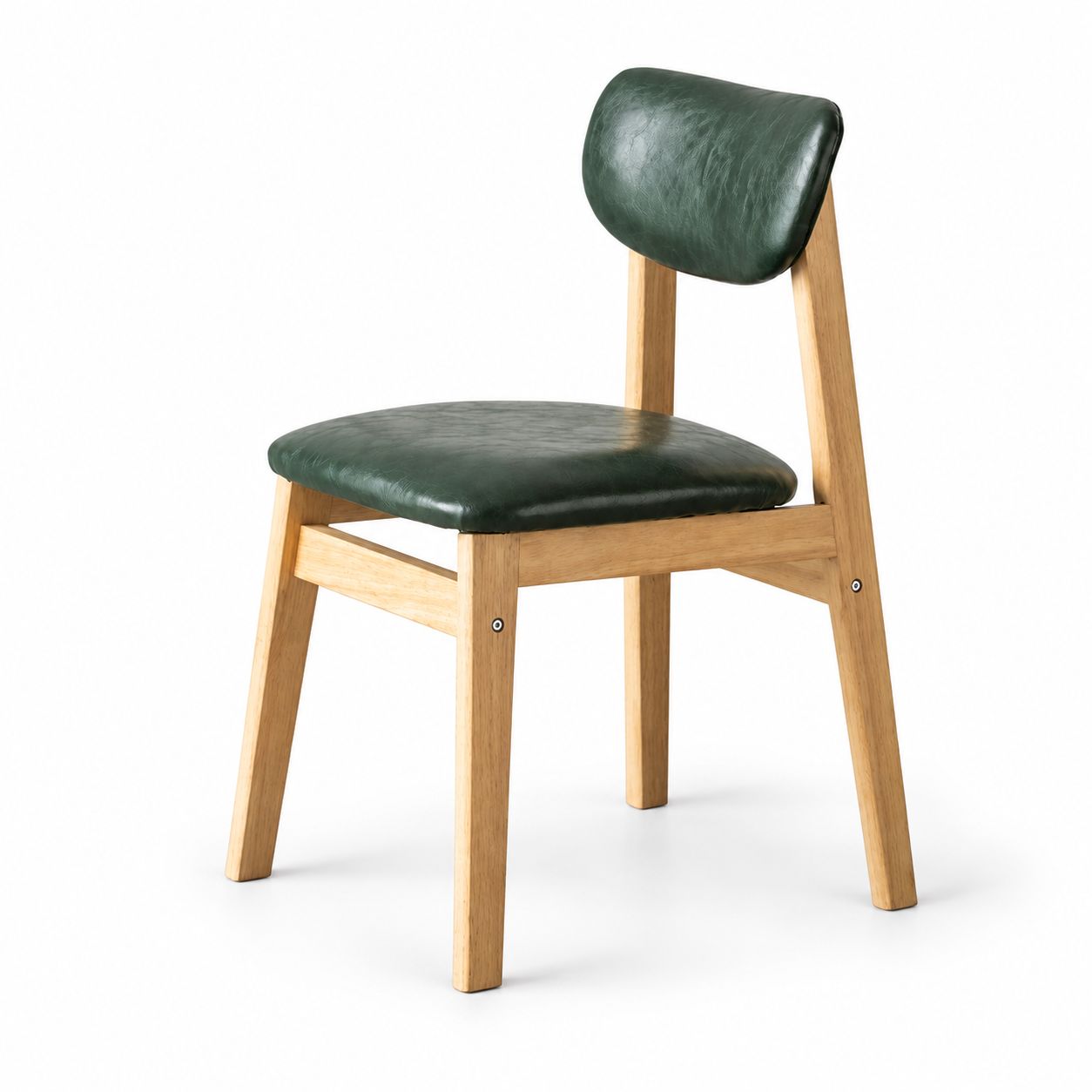 Dark green [Oiled Leather] Seat Cushion Natural Wood Legs