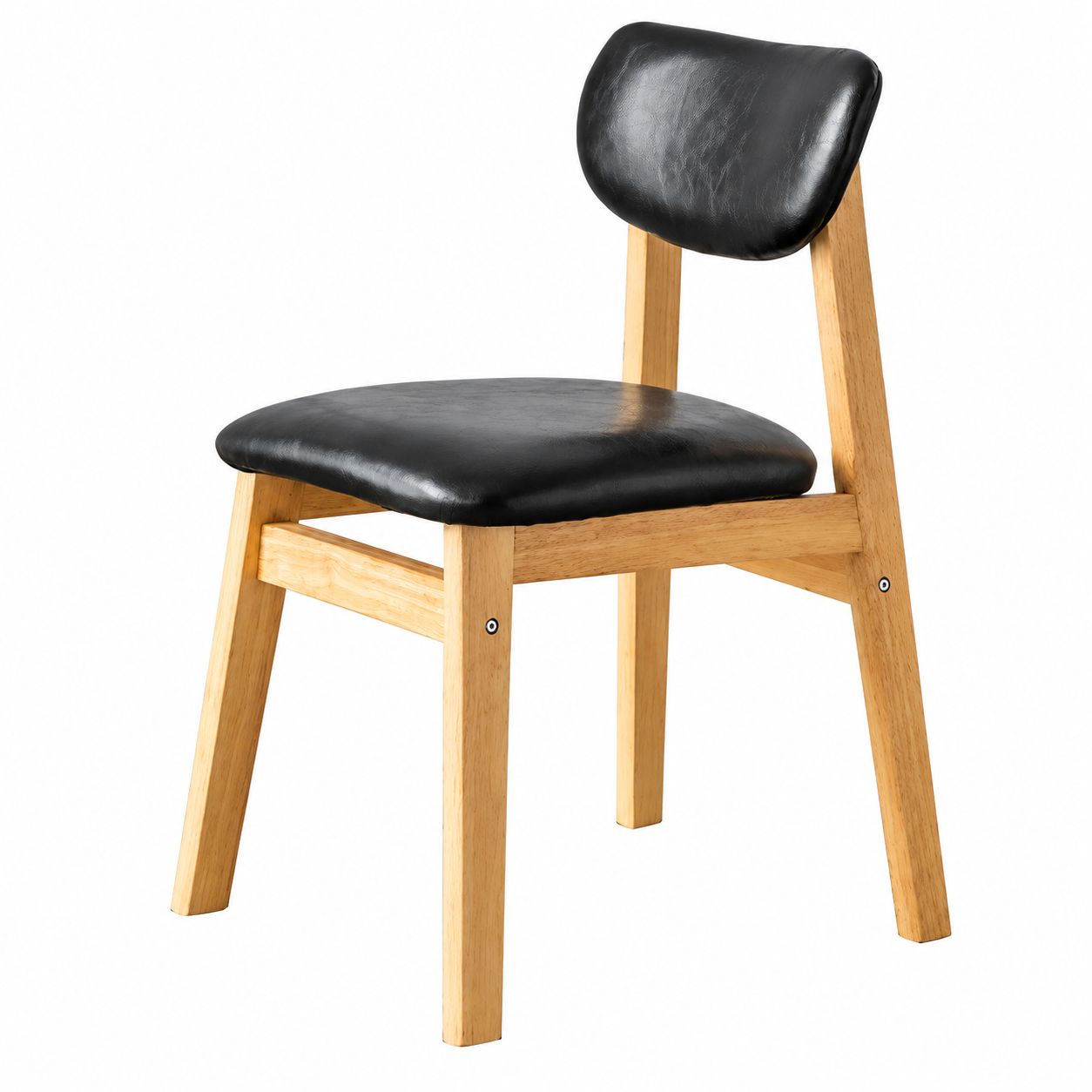 Black [Oiled Leather] Seat Cushion Natural Wood Legs