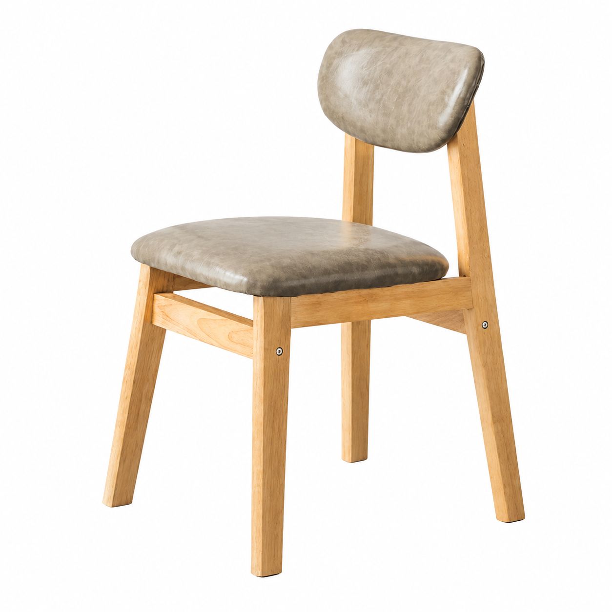 Gray [Oiled Leather] Seat Cushion Natural Wood Legs