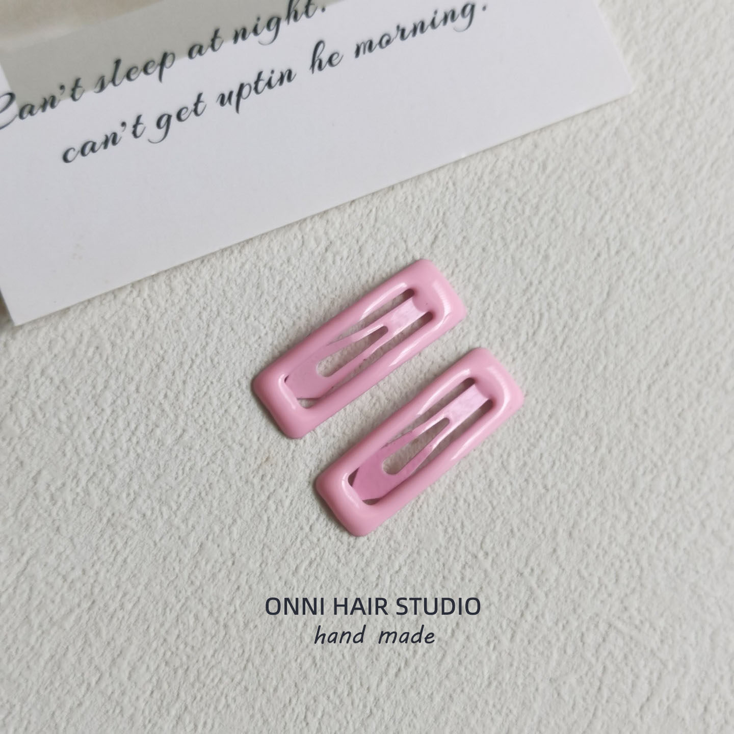 Square snap hair clip - light pink - 1 piece 3cm