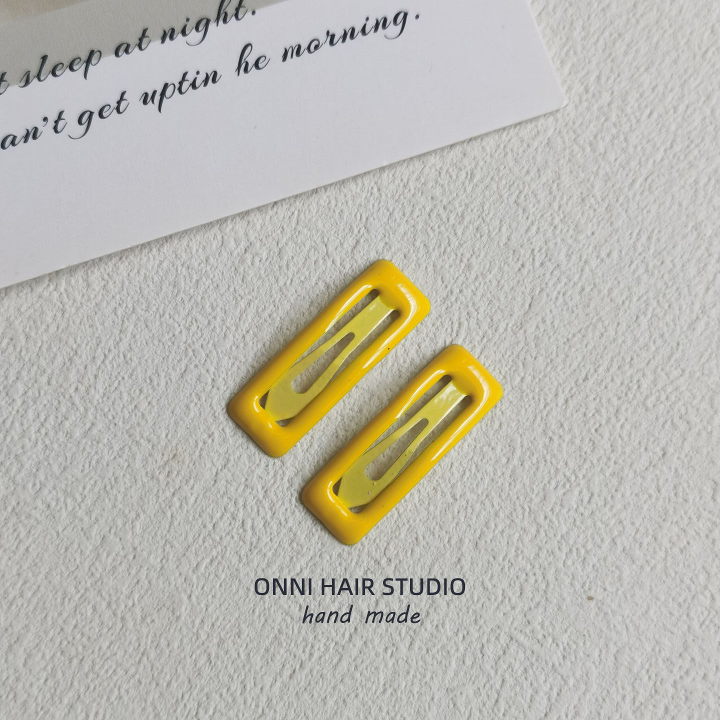 Square snap hair clip - yellow - 1 piece 3cm