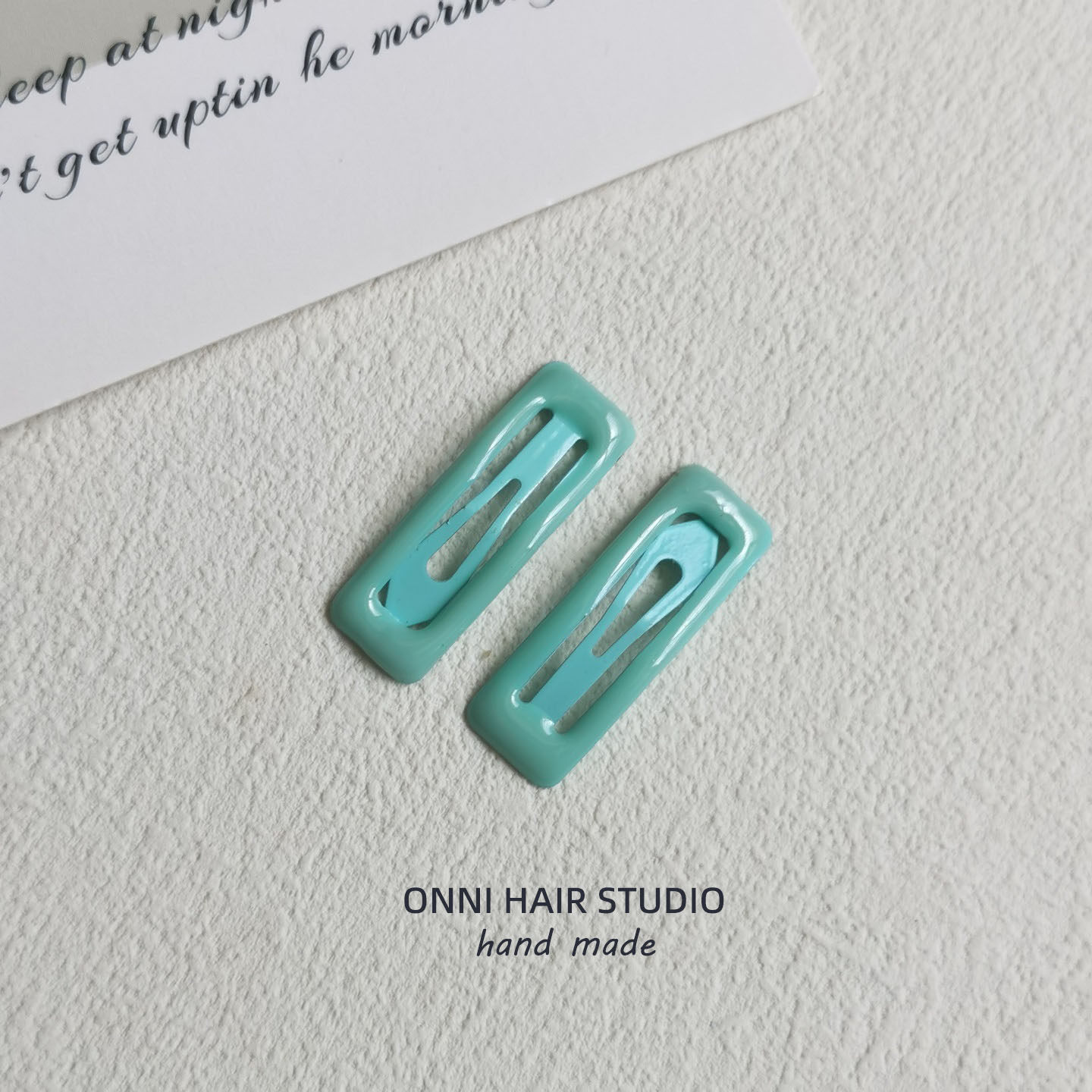Square snap hair clip - green - 1 piece 3cm