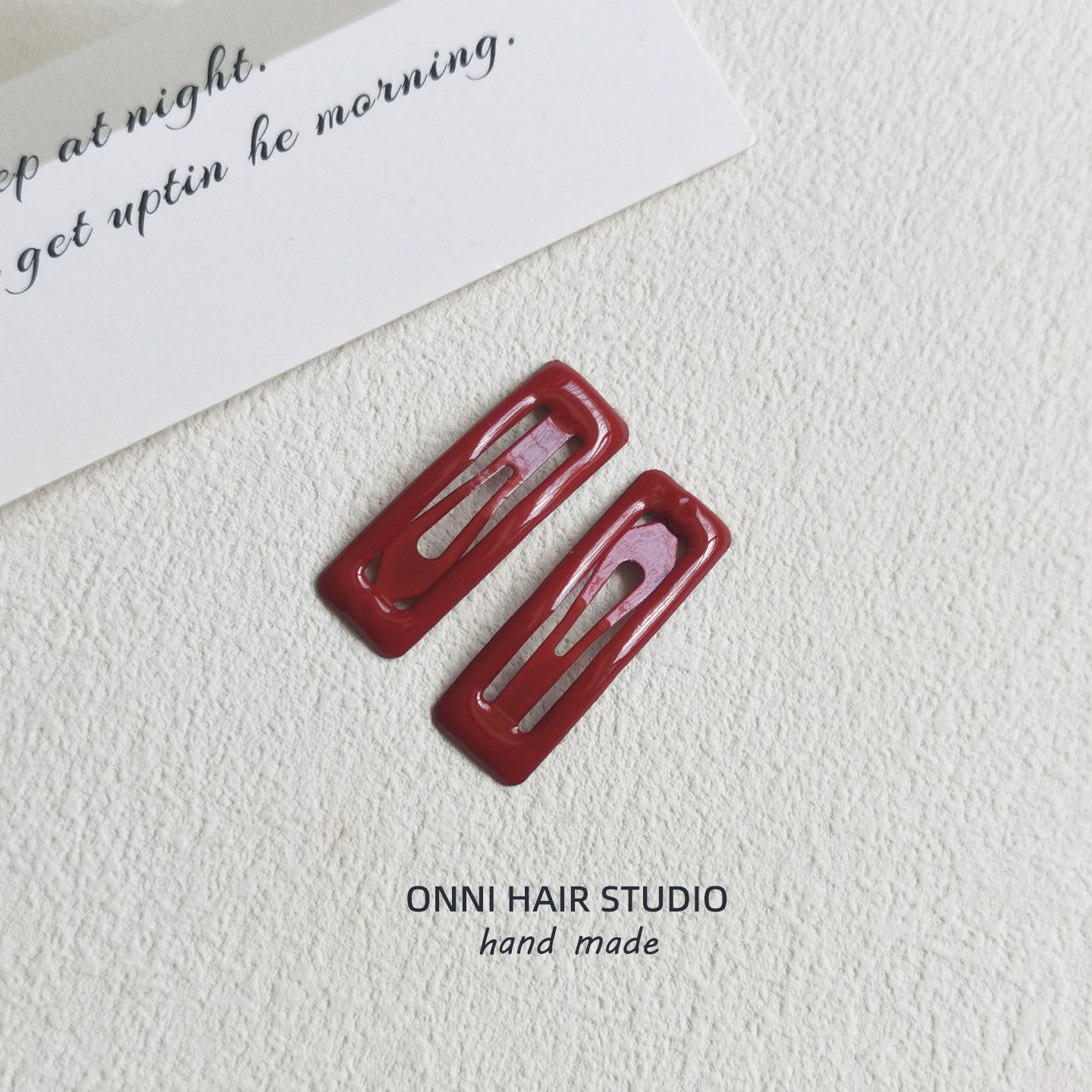 51:Square snap hair clip - red - 1 piece