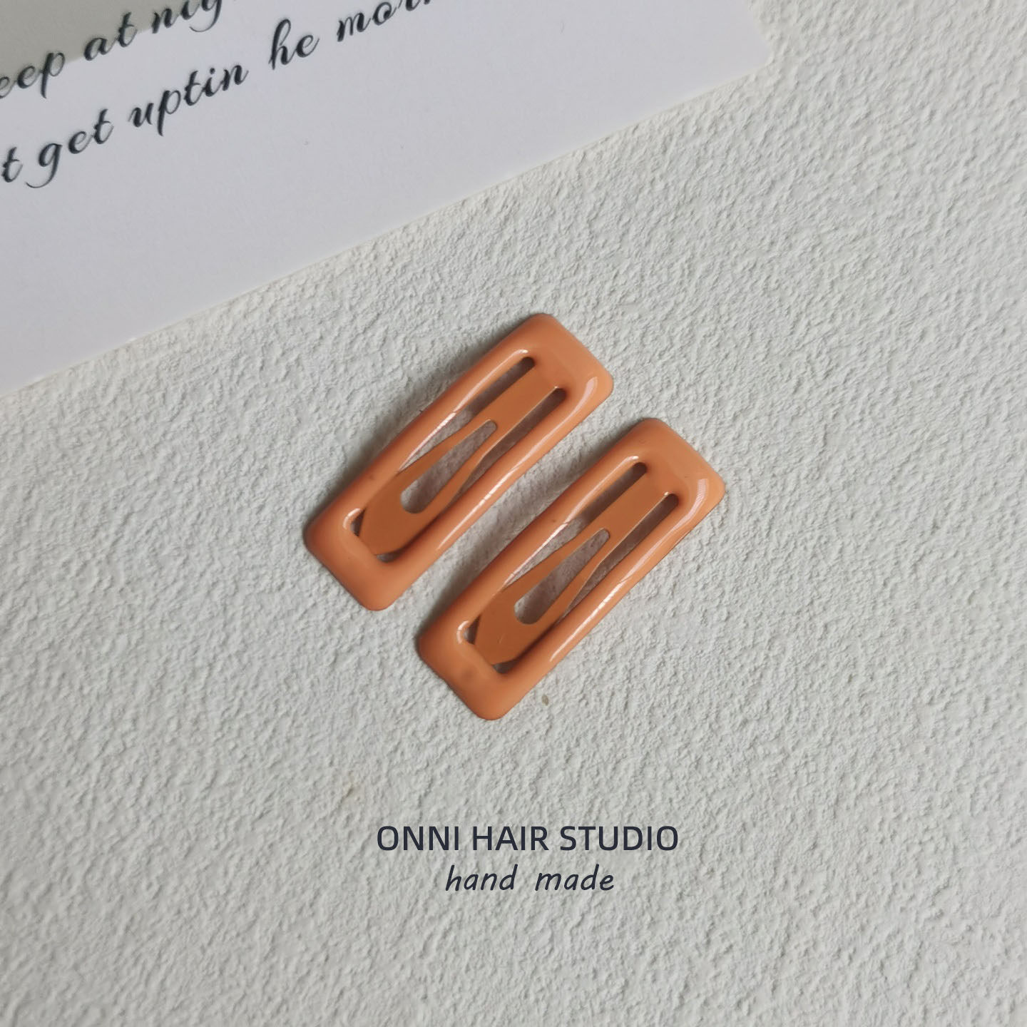 55:Square snap hair clip - orange - 1 piece