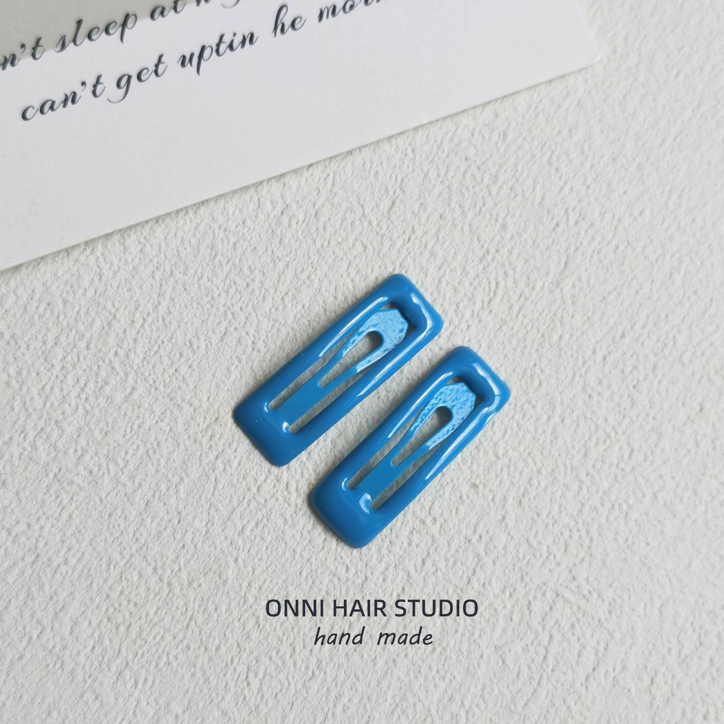 56:Square snap hair clip - blue - single