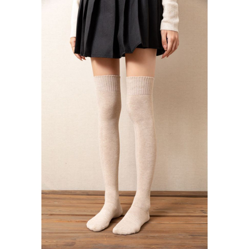 Over-the-knee socks in apricot white