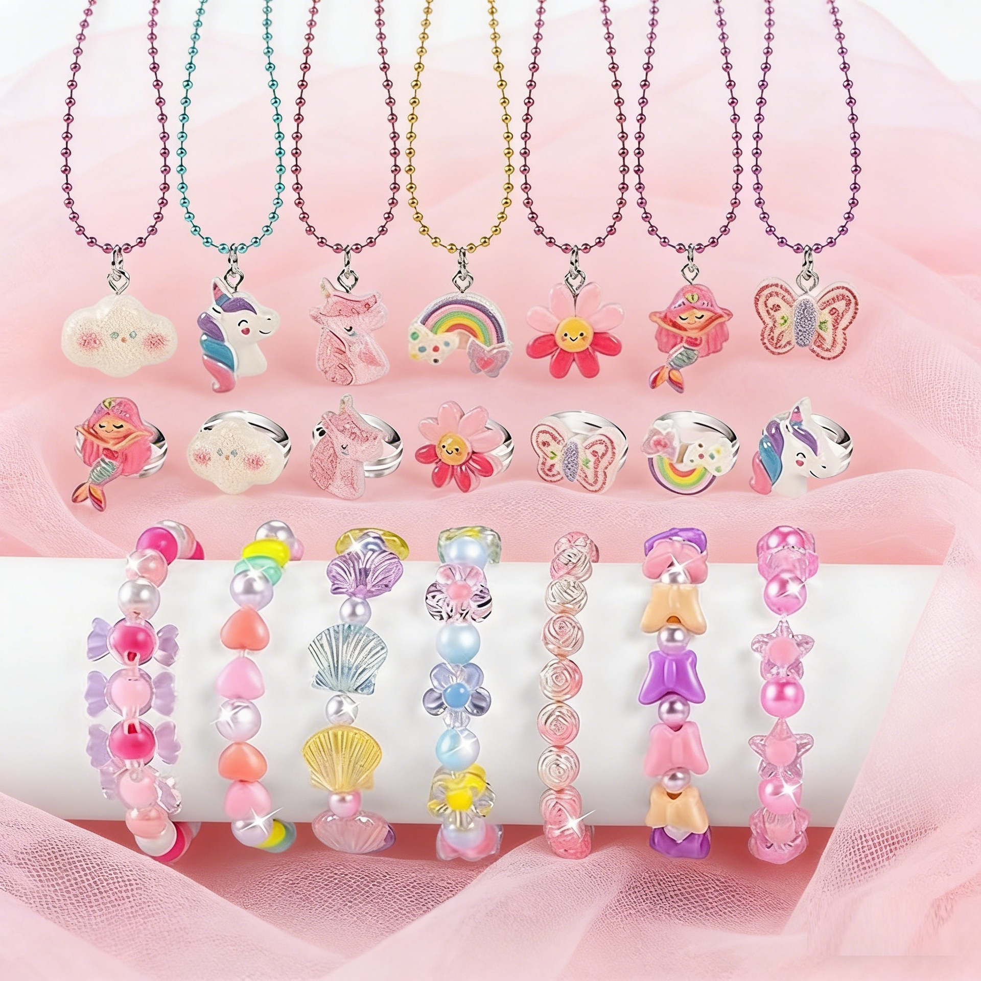 7 necklaces + 7 rings + 7 bracelets