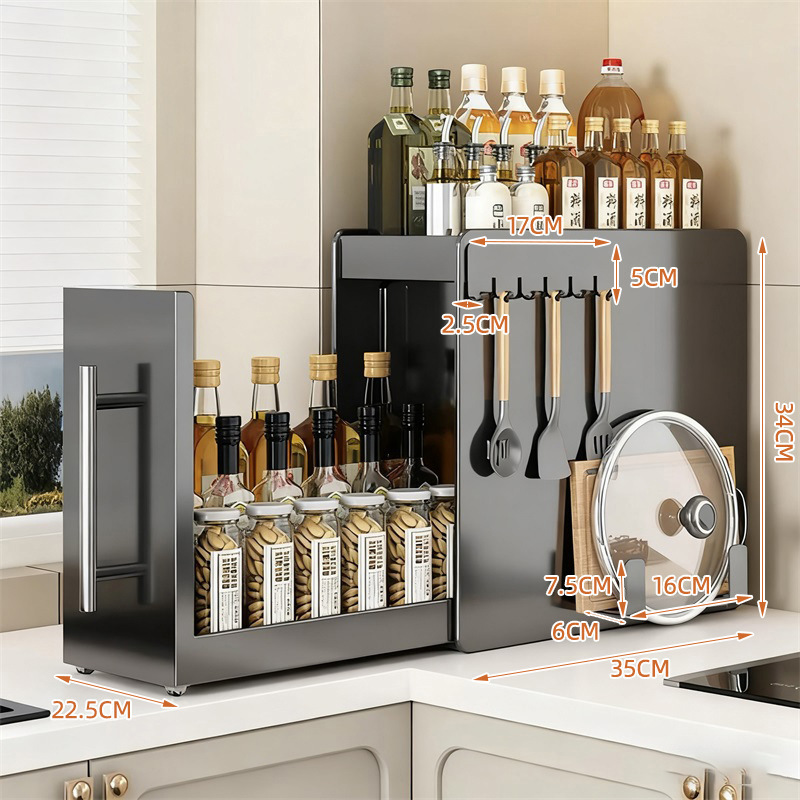2-layer extra large - gun gray [magnetic hook   chopping board holder]