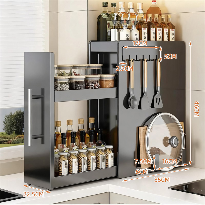 Three-layer extra large size - gun gray [magnetic hook   chopping board holder]