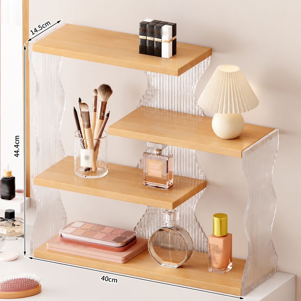 Slim waist (log water wave) acrylic wooden board storage rack