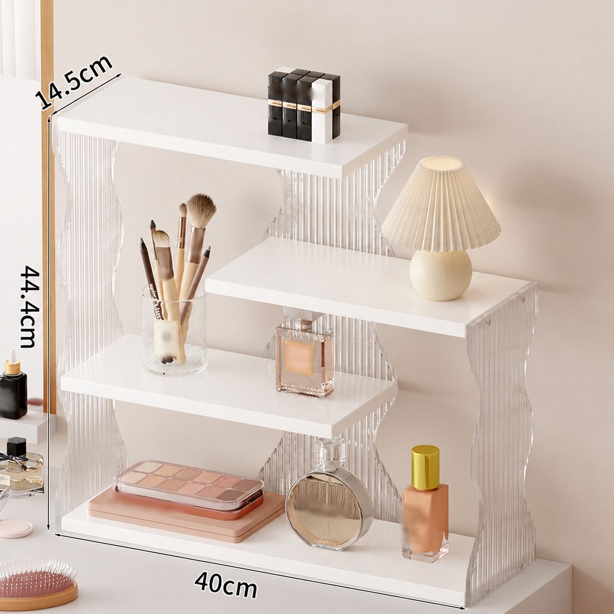 Slim waist (warm white water wave) acrylic wood board storage rack