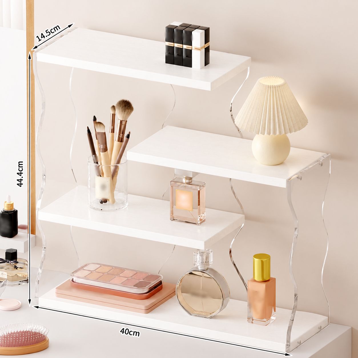 Slim waist (warm white and transparent) acrylic wood board storage rack