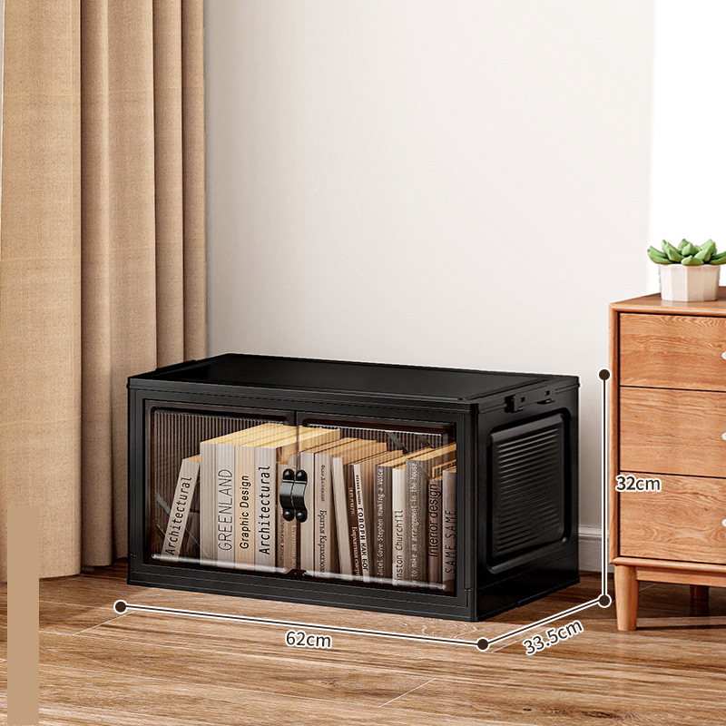 62cm wide (striped) faux leather handle collapsible storage box - single tier (no wheels)