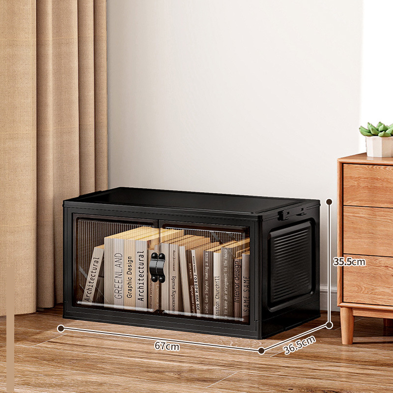 67cm wide (striped) faux leather handle collapsible storage box - single tier (no wheels)