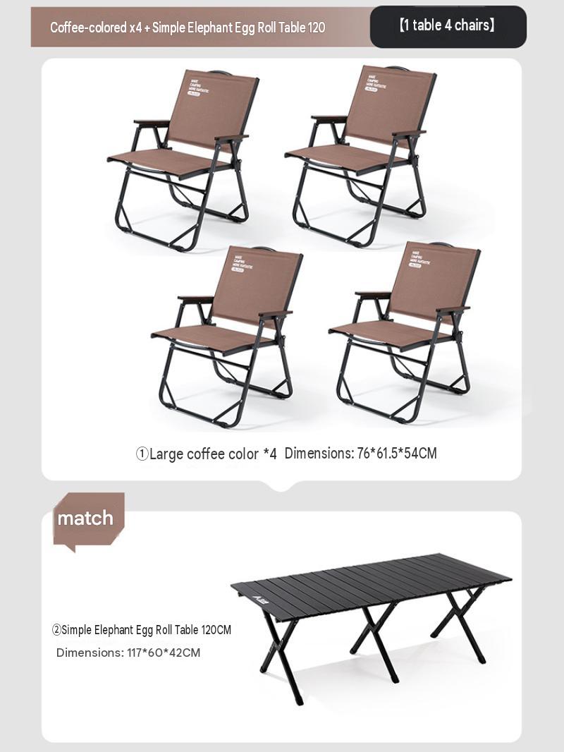 [picnic party] brown chairs*4 aluminum alloy egg roll table 120cm