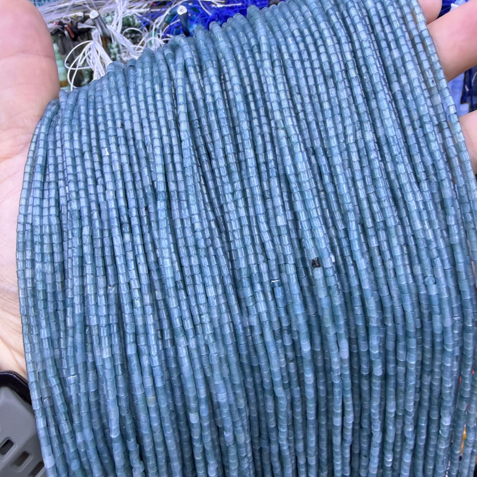 sea Blue Chalcedony 2x2mm
