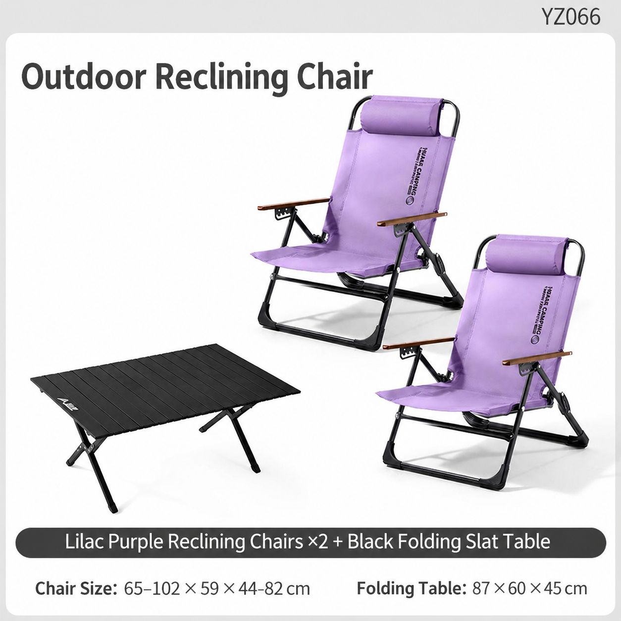 [3-piece table and chair set] black egg roll table   lilac*2