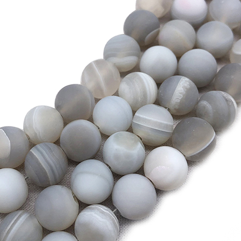B66 Matte-Gray Veined Agate 8mm/45pcs