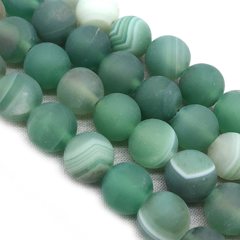B91 Matte-Line Green Agate 10mm/36pcs