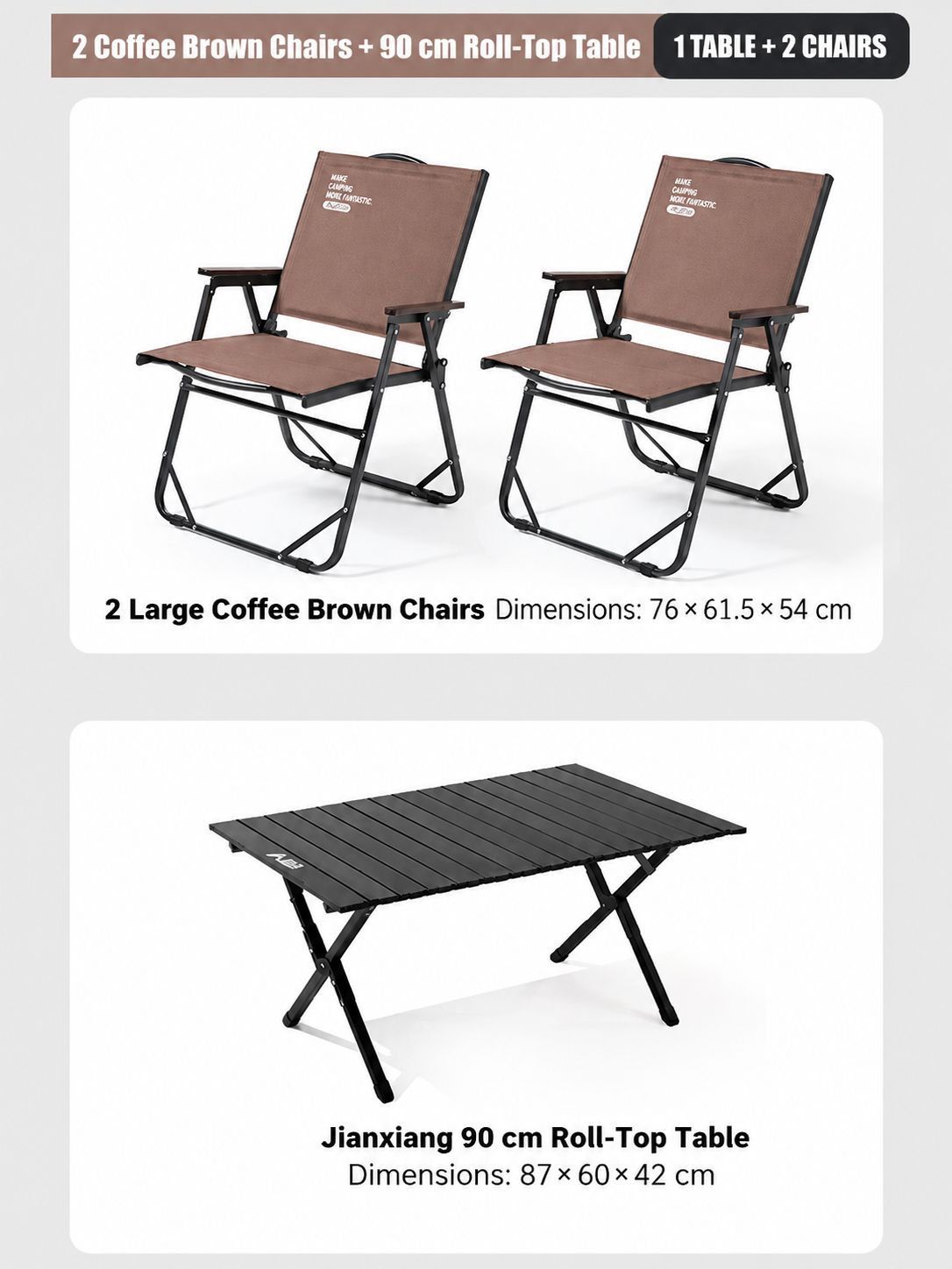 [double package] brown chairs*2 black egg roll table 90cm