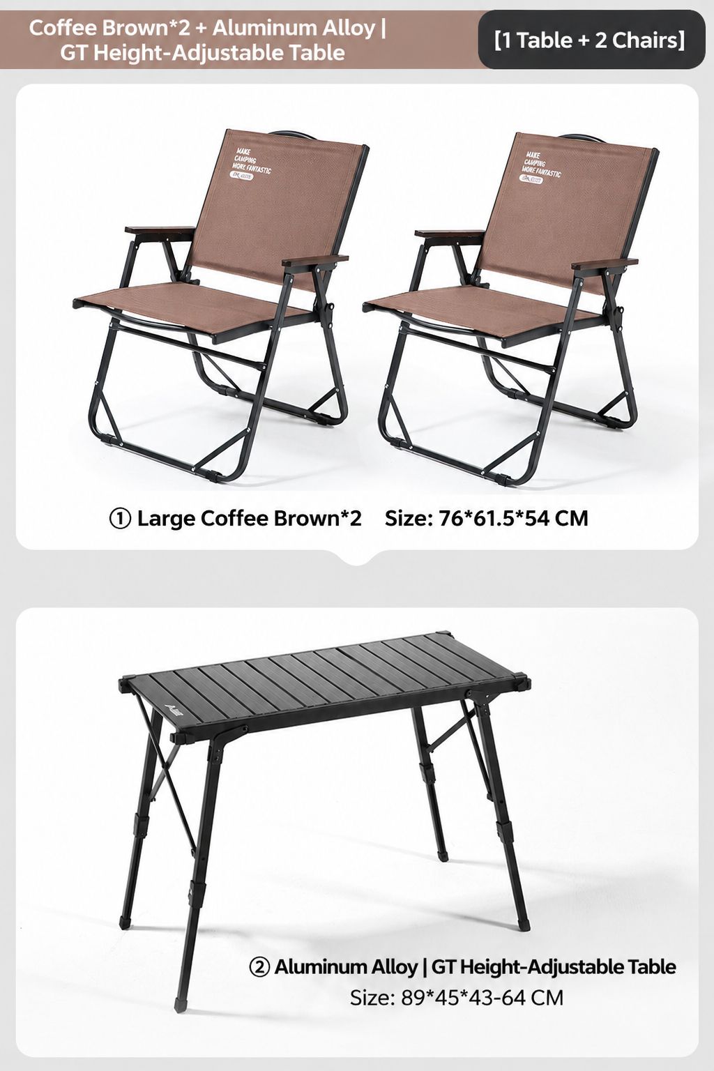 [double package] brown chairs*2 aluminum alloy igt lift table*1
