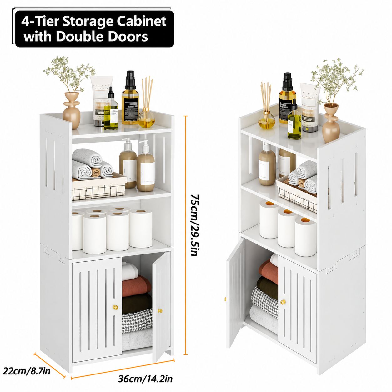 4-layer double-door vertical stripe model - 75 cm high